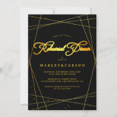Geometric Black Tie Wedding Rehearsal Dinner Kaart (Voorkant)