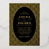 Geometric Black Wedding Folie Uitnodiging (Voorkant)