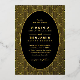 Geometric Black Wedding Folie Uitnodiging