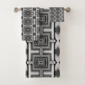 Geometric Black White en Grey Aztec Bad Handdoek (Insitu)
