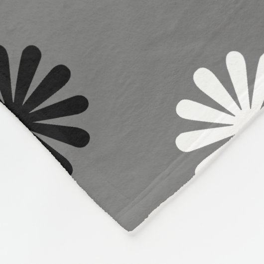 Geometric Black White Grey Floral Monogram Initiaa Fleece Deken (Hoek)