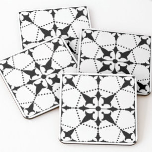 Geometric Black White Pattern Decorative Tegeltje