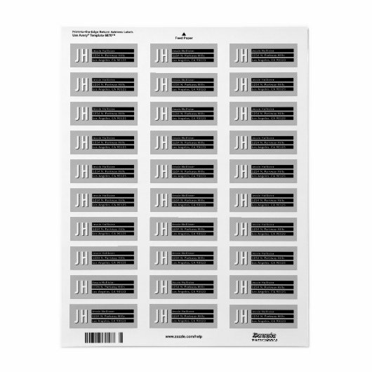 Geometric Black & White Stripes Return Address Etiket (Full Sheet)