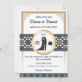 Geometric Bliss Wedding Invitation Kaart