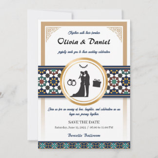 Geometric Bliss Wedding Invitation Kaart