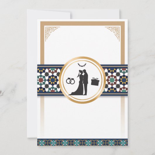 Geometric Bliss Wedding Invitation Kaart (Achterkant)