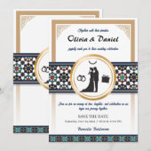 Geometric Bliss Wedding Invitation Kaart (Voorkant / Achterkant)