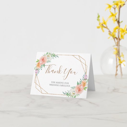 Geometric Bloemen Bruiloft Vendor Dank u Kaart (Gele Bloem)