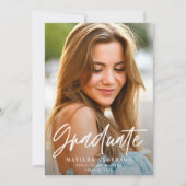 Geometric blue afstuderen elegant script aankondiging (Voorkant)