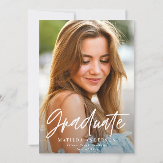 Geometric blue afstuderen elegant script aankondiging (Voorkant)