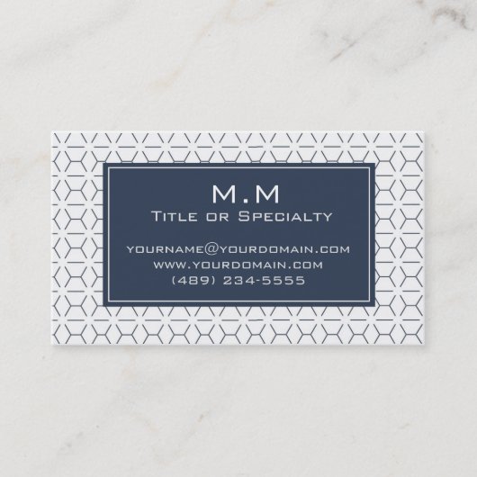 Geometric blue and white light visitekaartje (Voorkant)