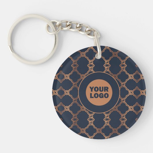 Geometric Blue Company Logo Sleutelhanger (Voorkant)