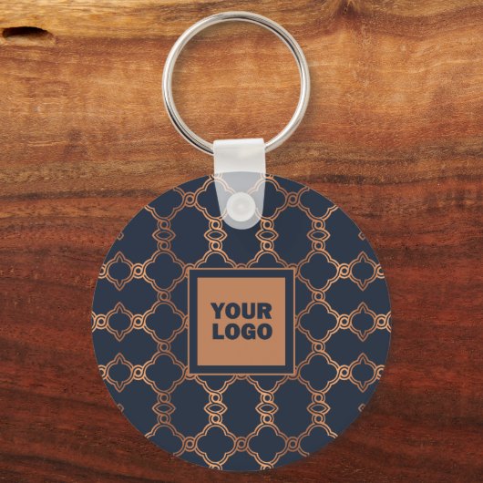 Geometric Blue Company Logo Sleutelhanger (Achterkant)