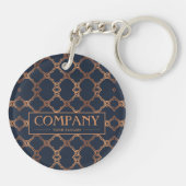 Geometric Blue Company Naam Sleutelhanger (Achterkant)