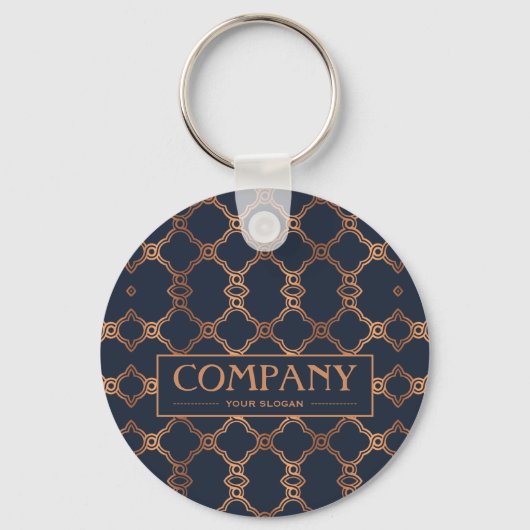 Geometric Blue Company Naam Sleutelhanger (Voorkant)
