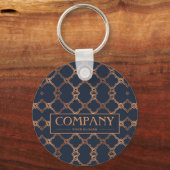Geometric Blue Company Naam Sleutelhanger (Achterkant)