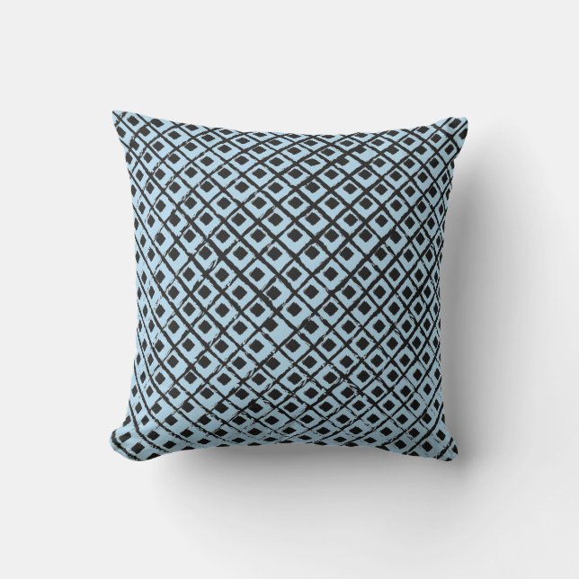 Geometric Blue en Black Squares OutdoorPillow Buitenkussen (Voorkant)