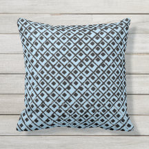 Geometric Blue en Black Squares OutdoorPillow