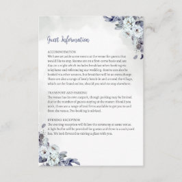 Geometric Blue Florals Guest Info Kaart