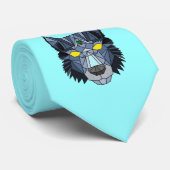 Geometric Blue Hipster Wolf Stropdas (Opgerold)