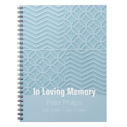Geometric Blue Memorial Service Funeral Guest Book Notitieboek (Voorkant)