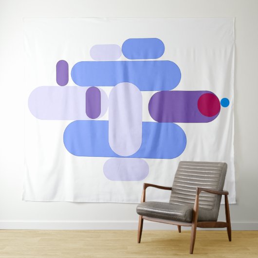 GeoMetric Blue Pattern Tapestry Wandkleed (In Situ (horizontaal))
