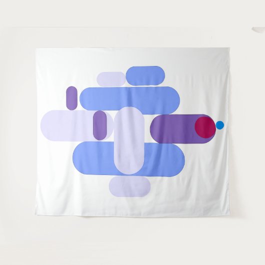 GeoMetric Blue Pattern Tapestry Wandkleed (Voorkant (horizontaal))