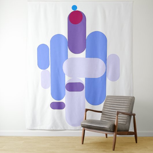 GeoMetric Blue Pattern Tapestry Wandkleed (In situ)