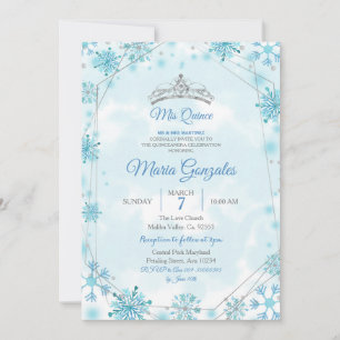 Geometric & Blue Snowflakes Sweet 15th Birthday Kaart