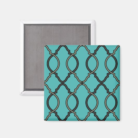 Geometric Blue Trellis Moroccan Magneet (Voorkant / Achterkant)