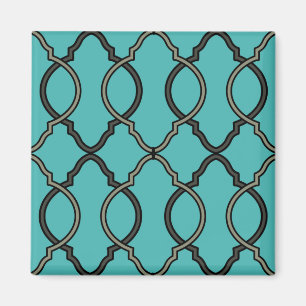 Geometric Blue Trellis Moroccan Magneet