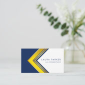 Geometric Blue White Gold Professional Modern Visitekaartje (Staand voorkant)