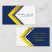 Geometric Blue White Gold Professional Modern Visitekaartje (Voorkant / Achterkant)