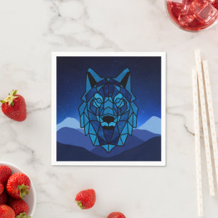 Geometric Blue Wolf Servet