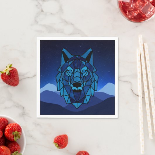 Geometric Blue Wolf Servet (Insitu)