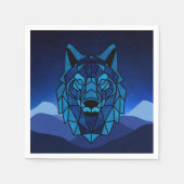 Geometric Blue Wolf Servet (Voorkant)
