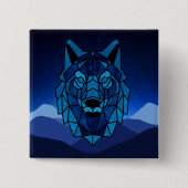 Geometric Blue Wolf Vierkante Button 5,1 Cm (Voorkant)