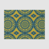 Geometric Blue & Yellow Sun  Tribal Ethnic Tissuepapier (Voorkant)