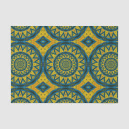 Geometric Blue & Yellow Sun  Tribal Ethnic Tissuepapier