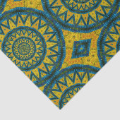 Geometric Blue & Yellow Sun  Tribal Ethnic Tissuepapier (Detail)