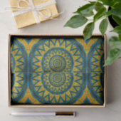 Geometric Blue & Yellow Sun  Tribal Ethnic Tissuepapier (Geschenk)