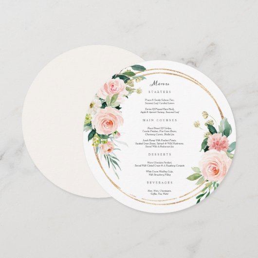 Geometric Blush Circle Menu Kaart (Voorkant / Achterkant)