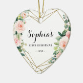 Geometric Blush Floral Baby's eerste Kerstmis Keramisch Ornament (Links)