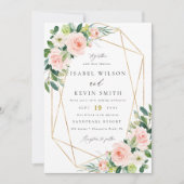 Geometric Blush floral lijst bruiloft Kaart (Voorkant)