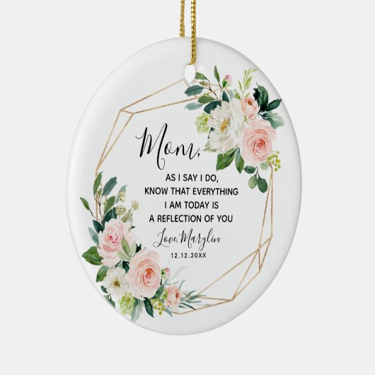 Geometric Blush Floral Moeder van de Bride Keramisch Ornament (Rechts)
