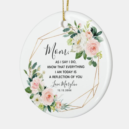 Geometric Blush Floral Moeder van de Bride Keramisch Ornament (Links)
