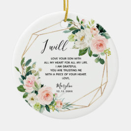Geometric Blush Floral Moeder van de Groom Keramisch Ornament