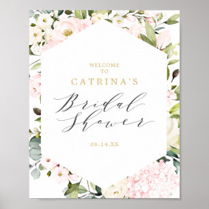 Geometric Blush Floral Vrijgezellenfeest Welkomstt Poster