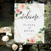 Geometric Blush Floral Weddenschap Welkomstteken Poster