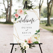 Geometric Blush Floral Weddenschap Welkomstteken Poster